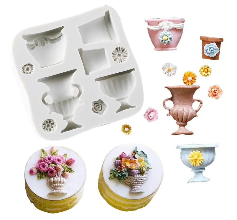 9 Cavity Flower Pots Urns Vase Silicone Mould