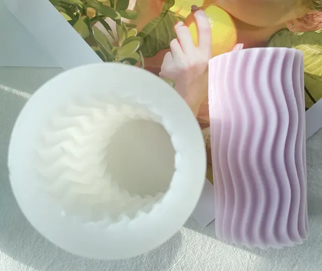 Wavy wave shaped silicone candle mould