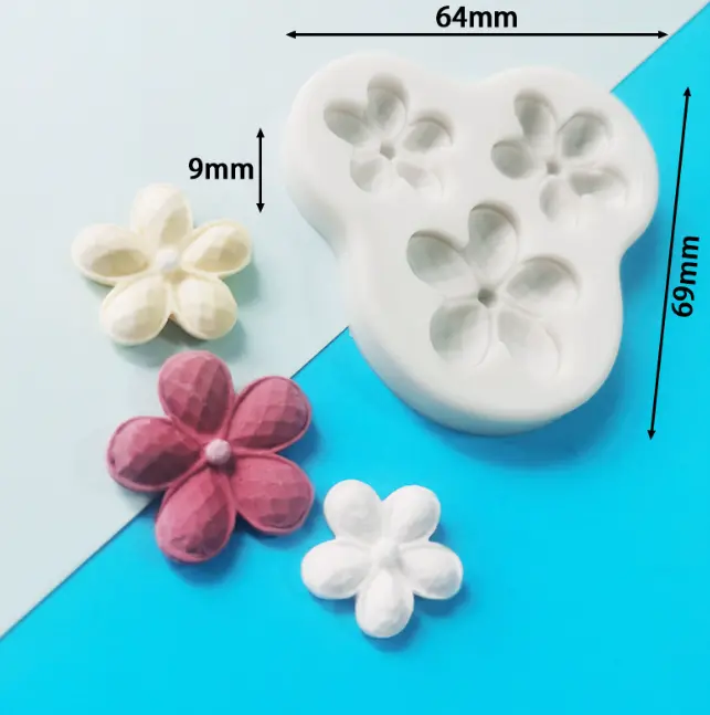 3 cavity Gem Flower Silicone Mould