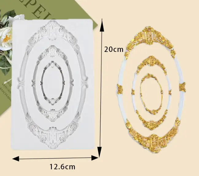 3 in 1 Plaque Mirror Frame Silicone Mould