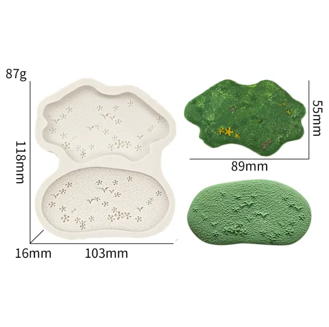 2 cavity Grass lawn shape silicone Mould