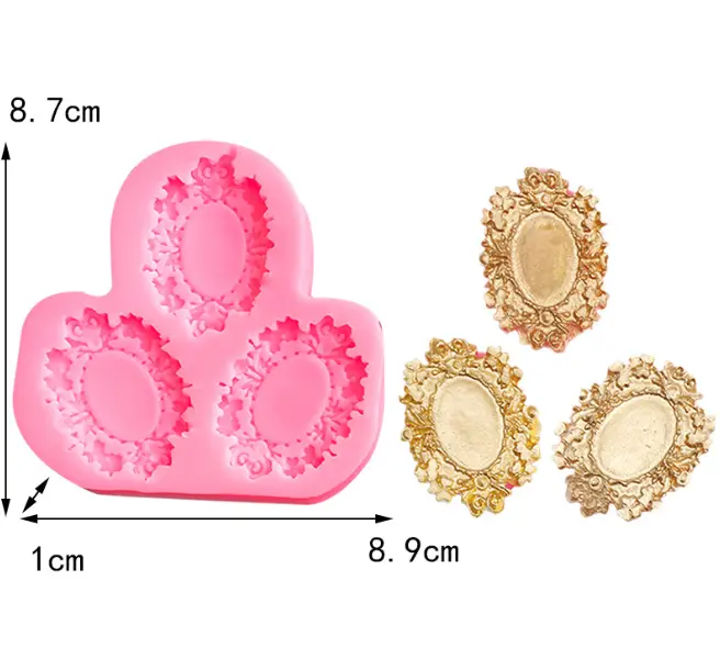 3 Cavity oval Mirror Frame Silicone Mould