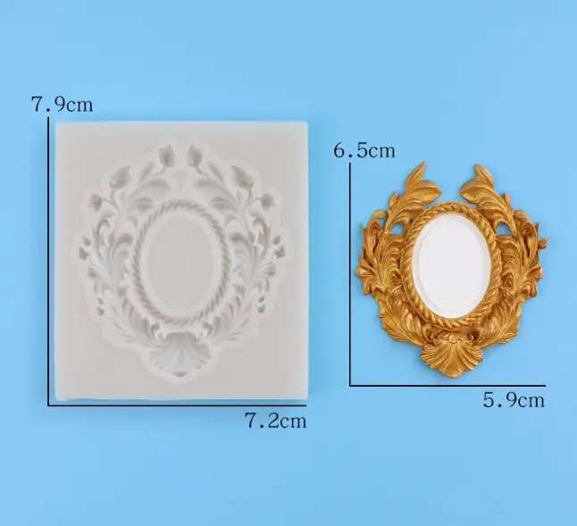 Oval carved Frame silicone mould