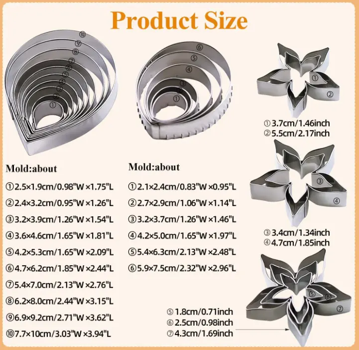23pcs Set Rose Petal Cutter Set Gum Paste Fondant Cake Cutters set