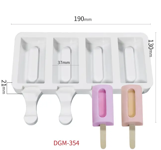 4 Cavity Grooved Silicone Popsicle Mould