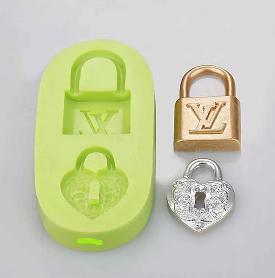 2 Cavity Louis Vuitton Lock and Key Shapes silicone mould