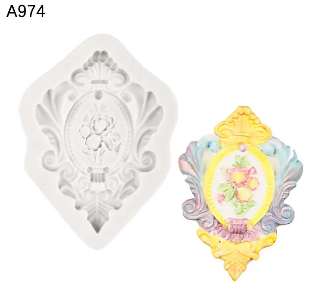 Floral ornament jewel brooch silicone mould
