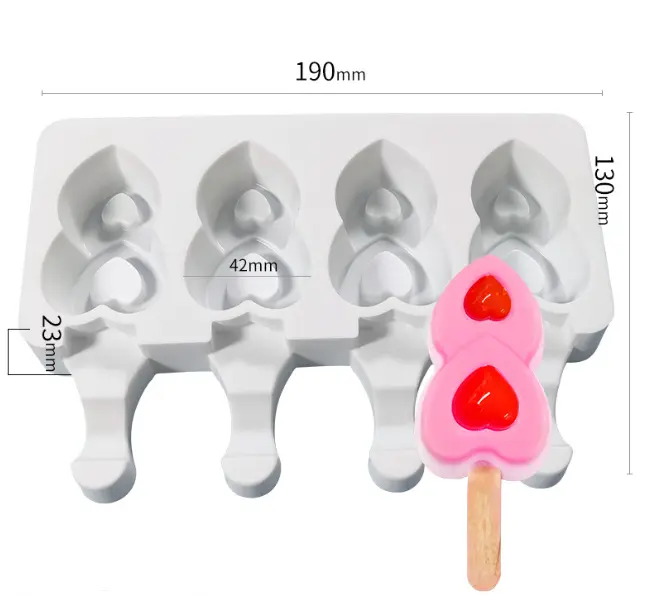 Double heart Silicone Cakesicle Mould