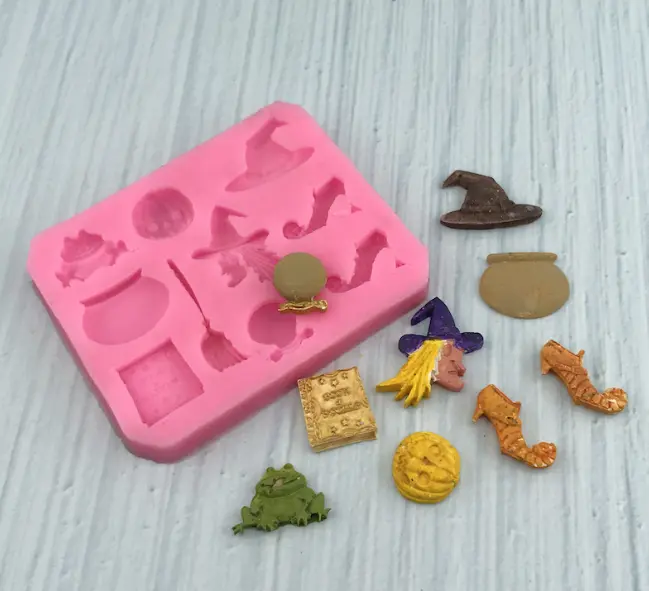 Pumpkin Witch Shoes Hat Magic book Broom Shape Halloween Silicone Moulds