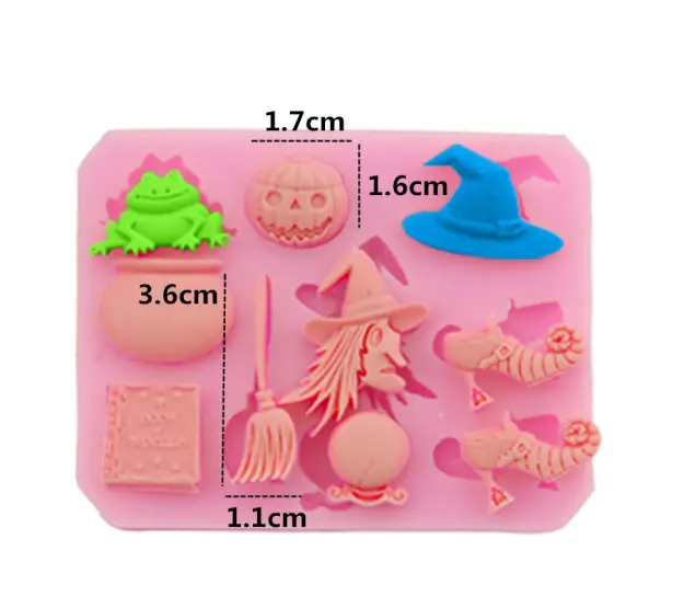Pumpkin Witch Shoes Hat Magic book Broom Shape Halloween Silicone Moulds