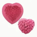 3D Rose theme heart shaped silicone mould