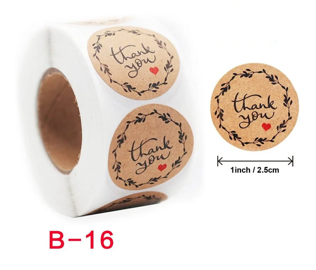 Thank you Stickers Roll 1 Inch diameter 500 sticker roll