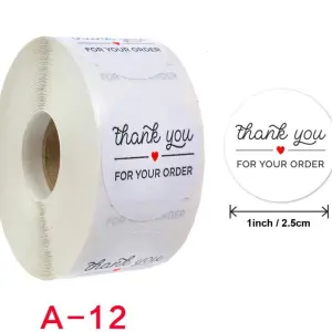 Thank you for your Business with red heart Stickers Roll 1 Inch diameter 500 sticker roll