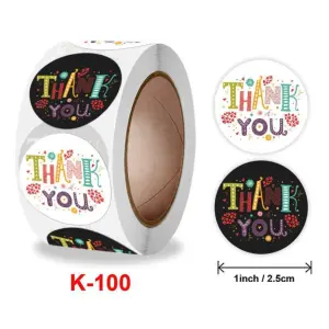 2 Different Thank You Stickers Roll 1 Inch diameter 500 sticker roll