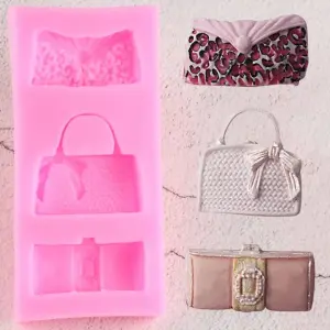3 cavity Ladies Bag purse hangbag silicone mould