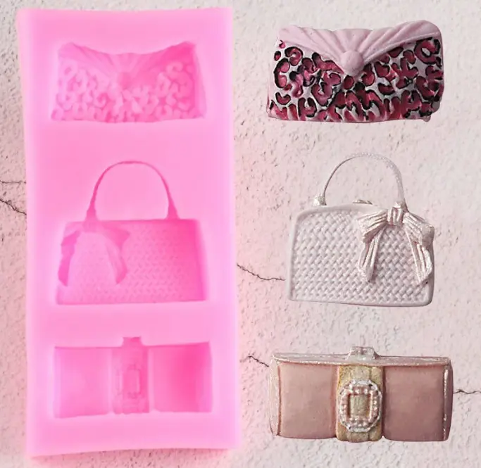 3 cavity Ladies Bag purse hangbag silicone mould