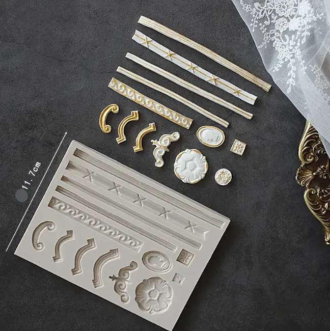 Baroque Scroll Relief Cake Boarder Silicone Fondant mould