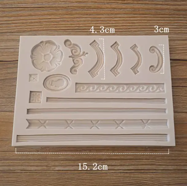 Baroque Scroll Relief Cake Boarder Silicone Fondant mould