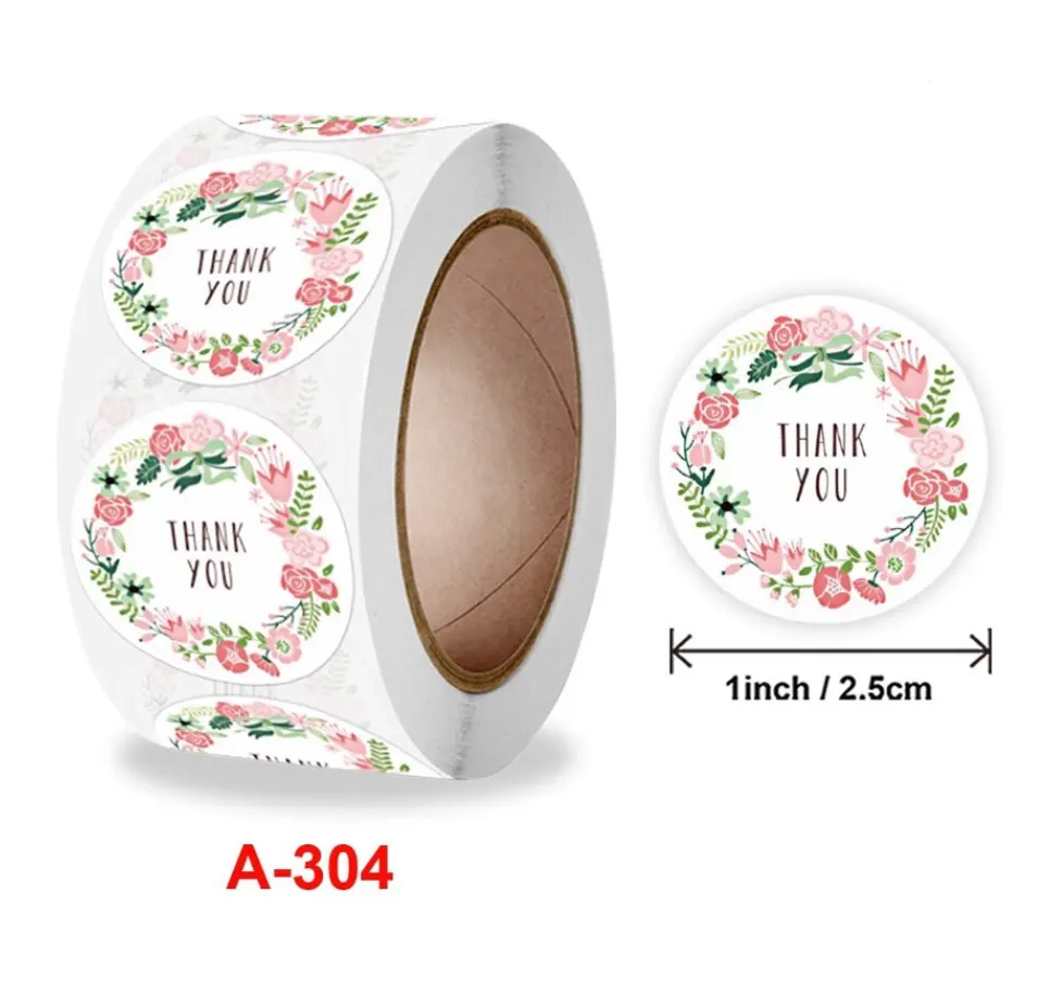 Garland Thank you Stickers Roll 1 Inch diameter 500 sticker roll