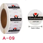 Handmade with love Stickers Roll 1 Inch diameter 500 sticker roll