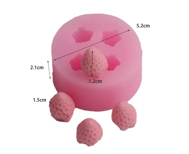 4 Cavity strawberry fruit Silicone mould style 2