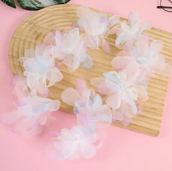 1 Meter three-dimensional multi-color gradient three-dimensional organza flower ribbon lace