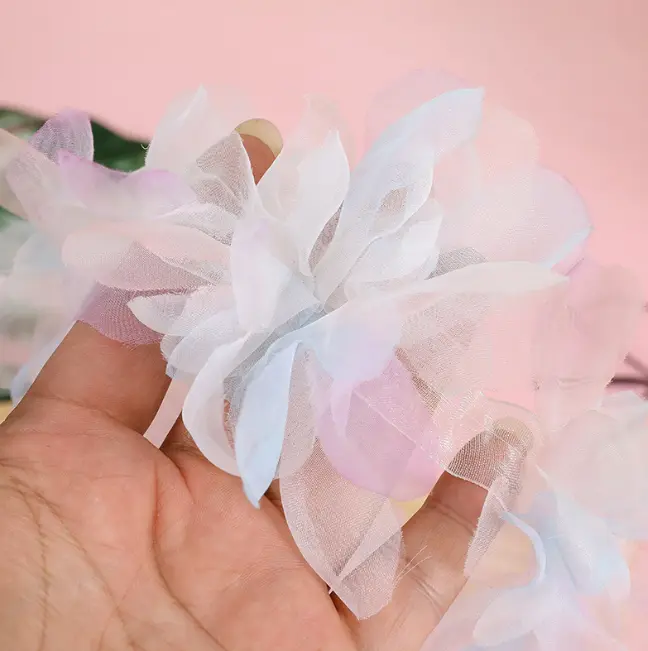 1 Meter three-dimensional multi-color gradient three-dimensional organza flower ribbon lace