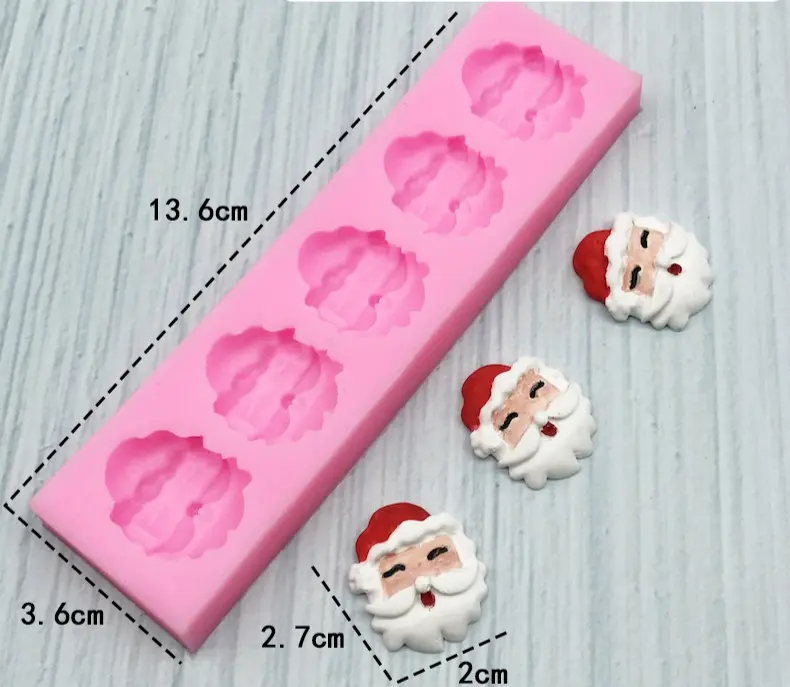 5 cavity Christmas Santa face silicone mould