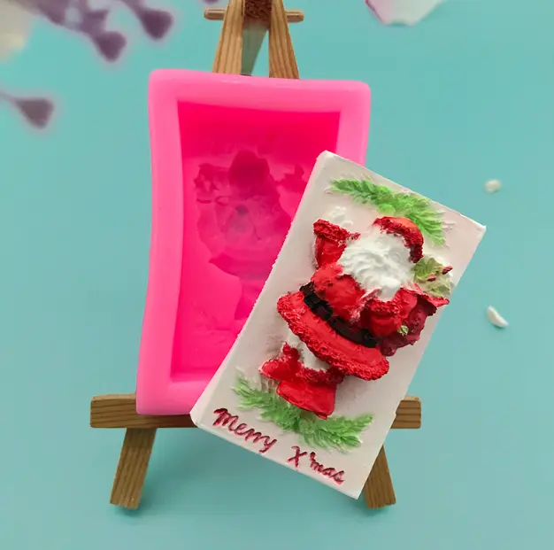 Santa theme rectangle silicone mould