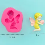 Cute Angel with wings holding rose silicone mould
