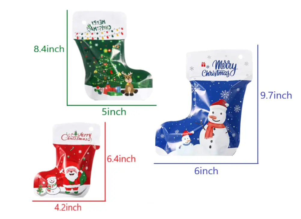 1 pcs Smell Proof Christmas Theme Sock Shape Self-sealing Ziplock Pouch