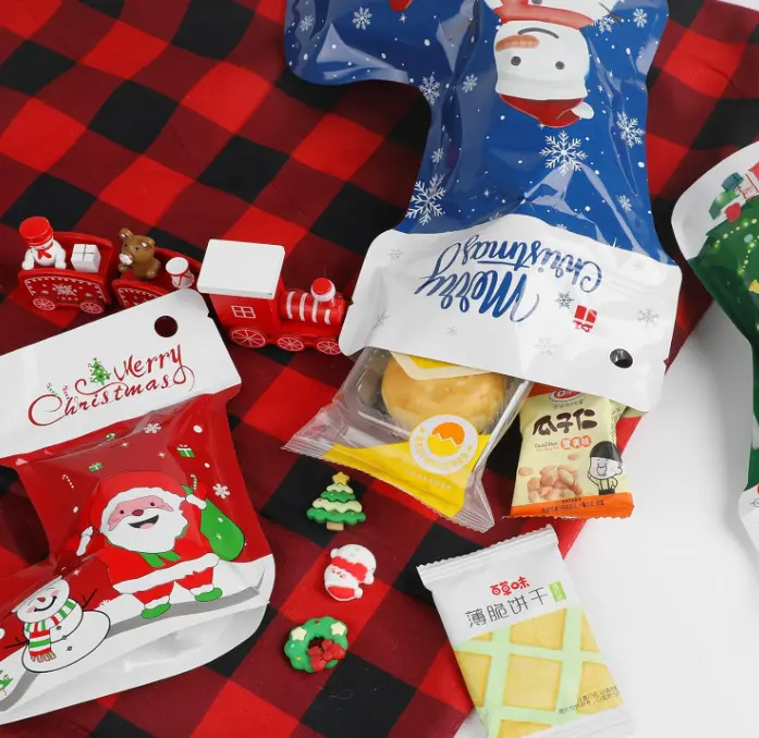 1 pcs Smell Proof Christmas Theme Sock Shape Self-sealing Ziplock Pouch