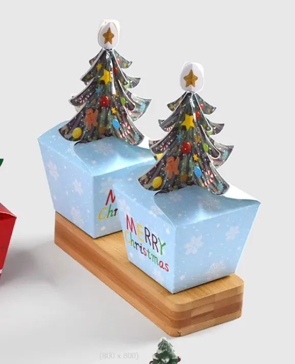 Blue 3D Christmas tree Box (1 PACK = 10 PIECES)