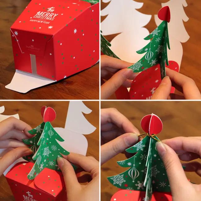 Red 3D Christmas tree Box (1 PACK = 5 PIECES)