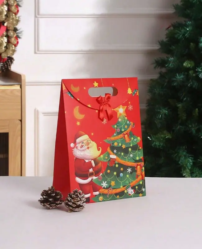 Christmas Flap with Satin Bow theme Gift Box (1 PACK = 5 PIECES) Style 2
