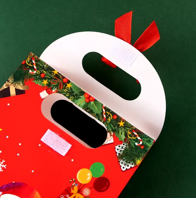 Christmas Flap with Satin Bow theme Gift Box (1 PACK = 5 PIECES) Style 1