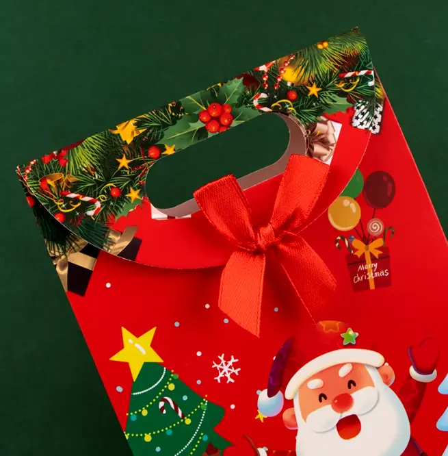 Christmas Flap with Satin Bow theme Gift Box (1 PACK = 5 PIECES) Style 2