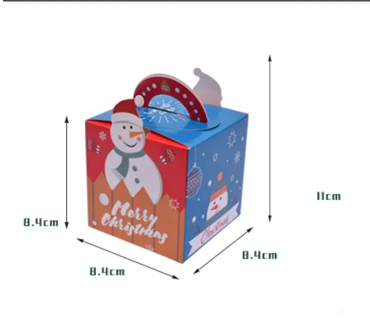 Small Christmas Snowman theme Gift Box with Handle (1 PACK = 10 PIECES) Style 4