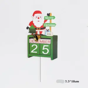 1 pcs Green Santa Merry Christmas with bell cake topper