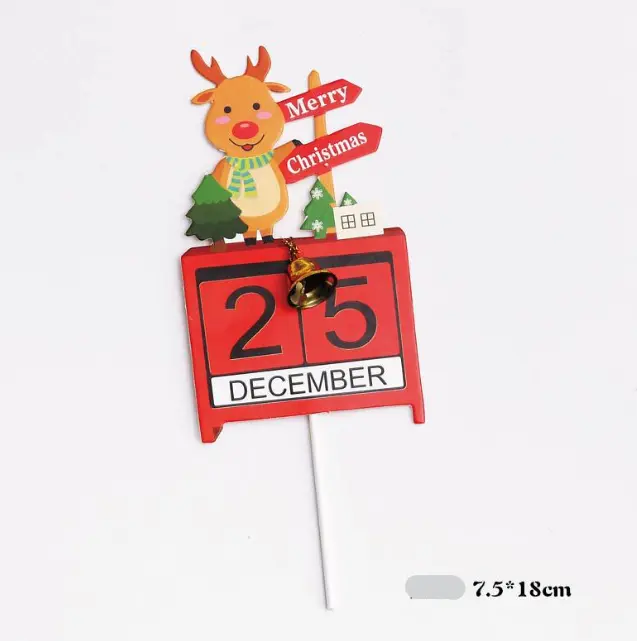 1 pcs Red Merry Christmas with bell cake topper