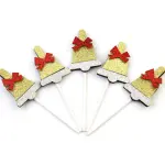3 pcs Glitter Christmas bell cake topper set