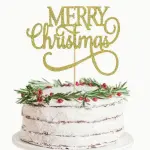 1 Pcs Large Golden Merry Christmas cake topper