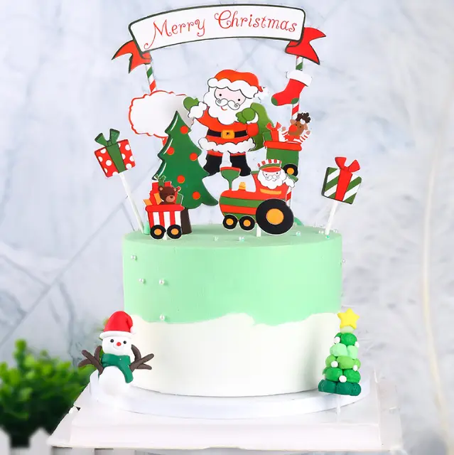 9 pcs Christmas theme cake topper style 5