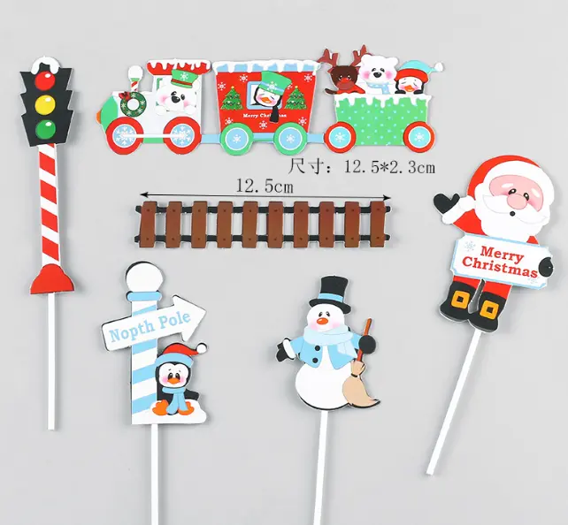 6 pcs Christmas theme cake topper style 4