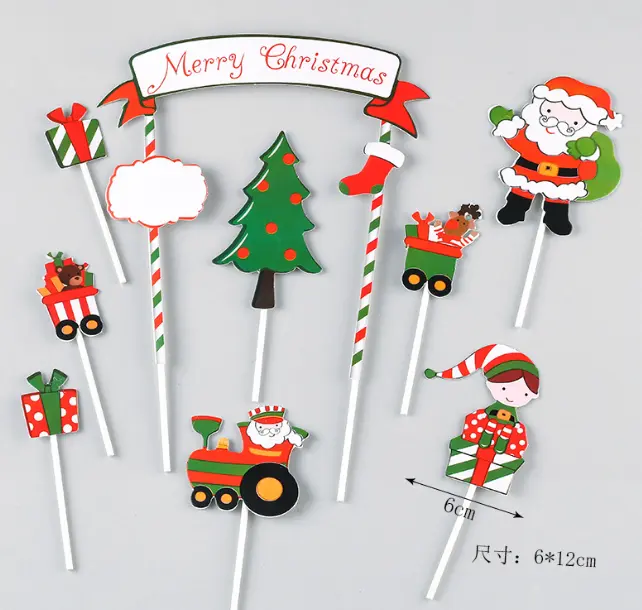9 pcs Christmas theme cake topper style 5