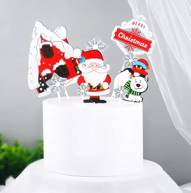 9 pcs Christmas theme cake topper style 7