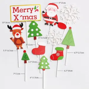 11 pcs Christmas theme cake topper style 2