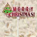 2 pcs Merry Christmas with tree cake topper