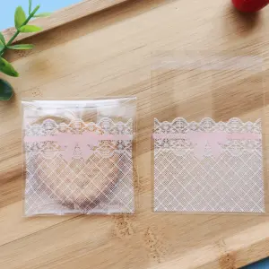 Lace with Pink Bow 100pcs Cookie Candy Sleeve