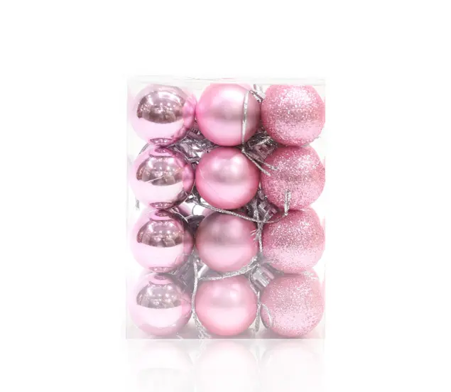 24pcs Pink Christmas Ball Decorations